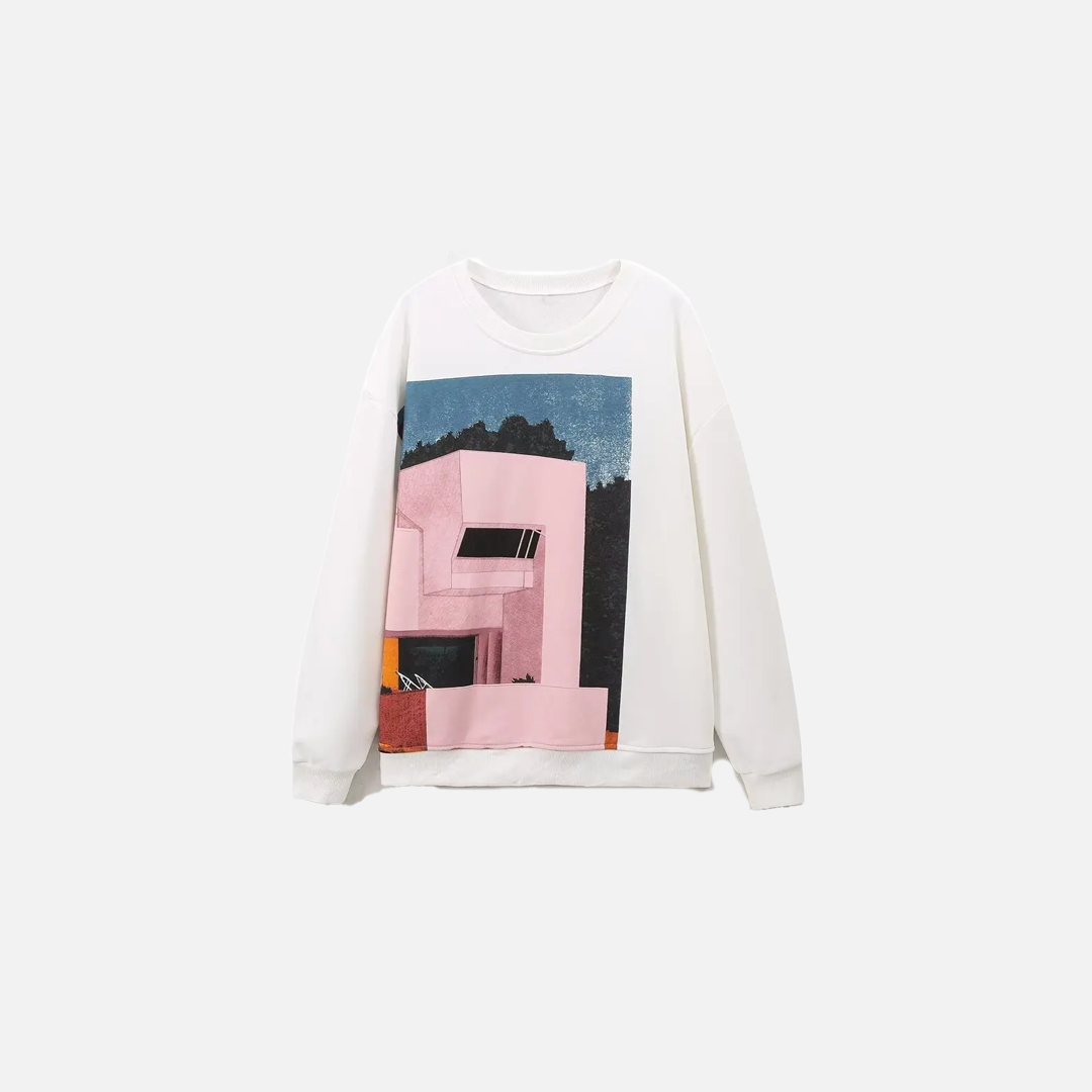 Cozy Oversized Printed Sweatshirt