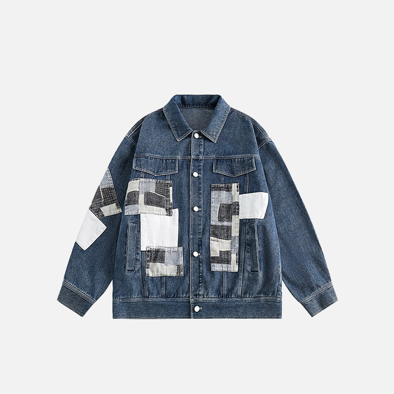 Color Block Patches Denim Jacket