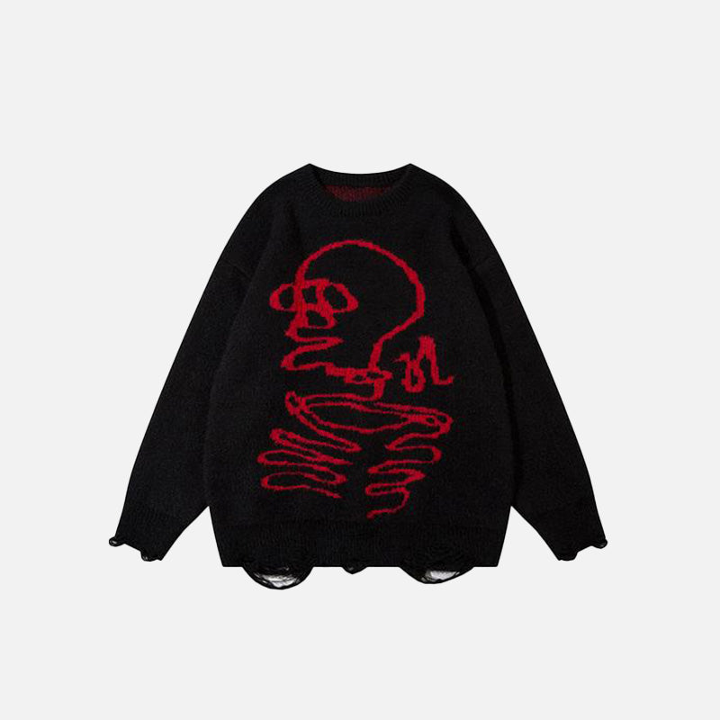 Knitted Skull Holes Sweater