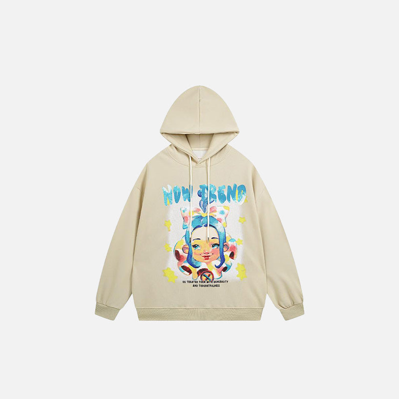 Cartoon Girl Star Graphic Hoodie
