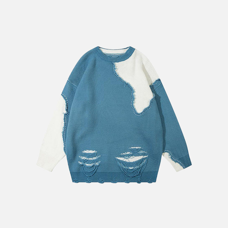 Loose Ripped Shoulder Sweater