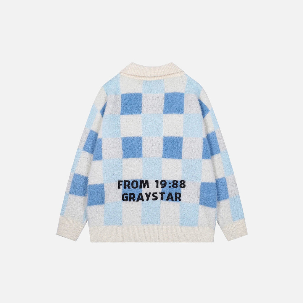 Y2K Graystar Grid Sweater
