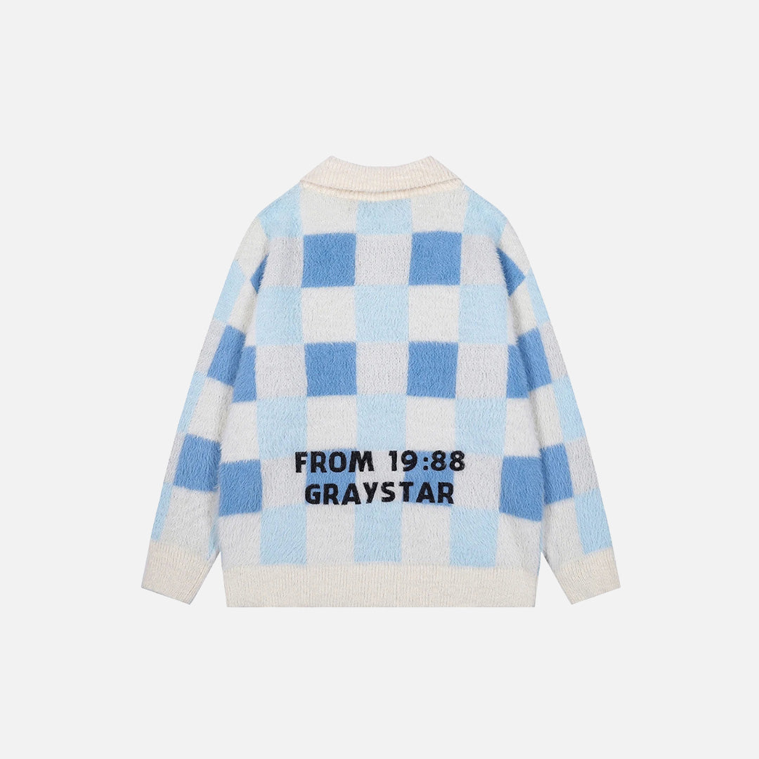 Y2K Graystar Grid Sweater