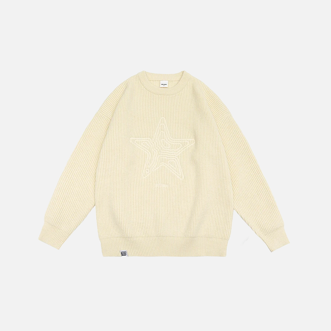 Oversize Star Embroidery Pullover Sweater