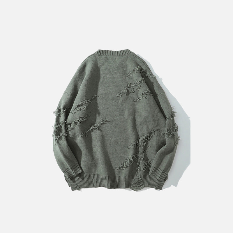 Ruptured Oversized Solid Blank Sweater