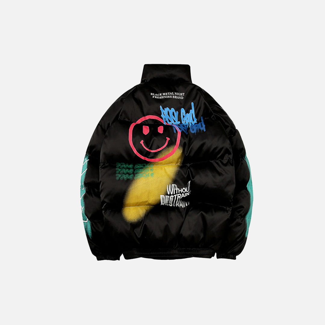 Graffiti Cotton Padded Puffer Jacket