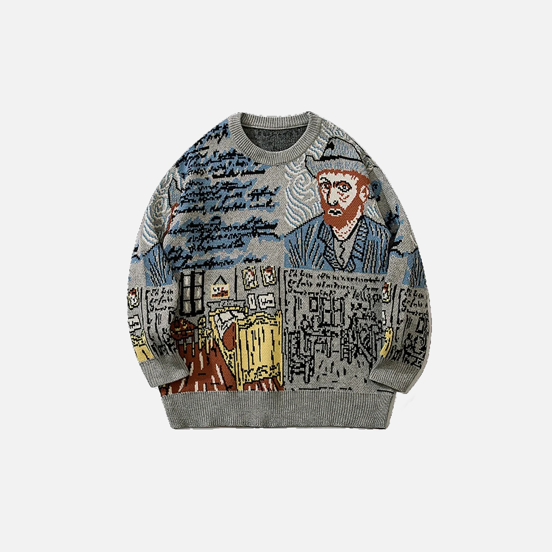 Cozy Cartoon Jacquard Knit Pullover Sweater