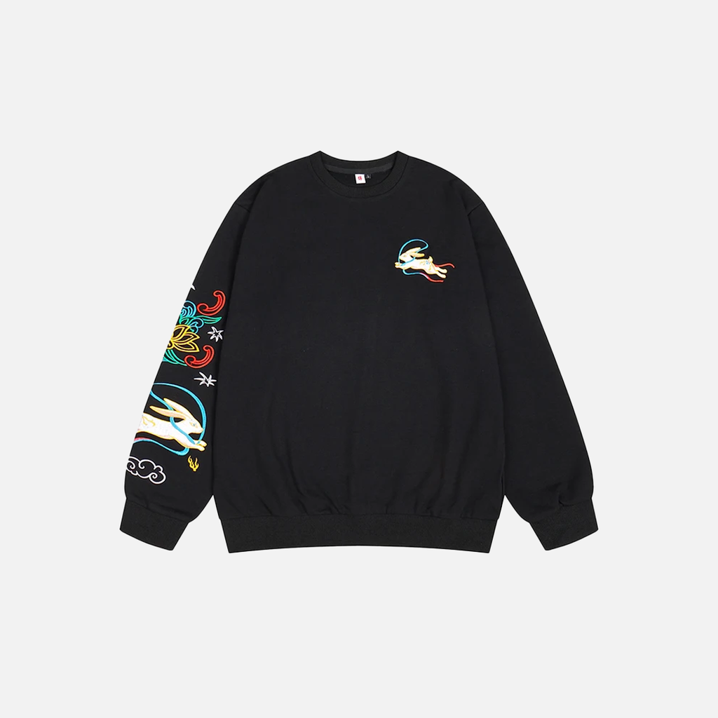 Oversized Chinese Embroidery Sweatshirt