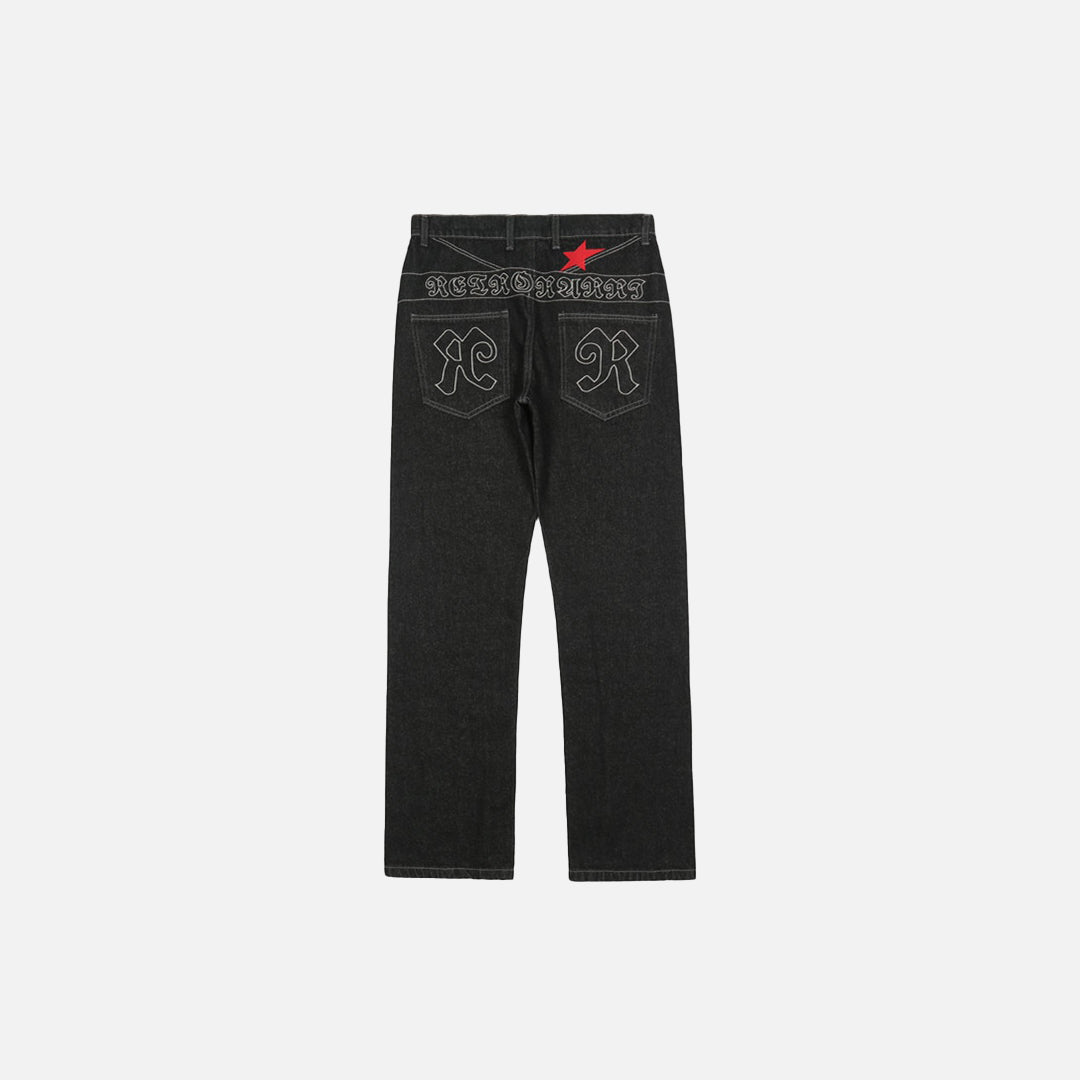 Black Baggy Star Denim Jeans