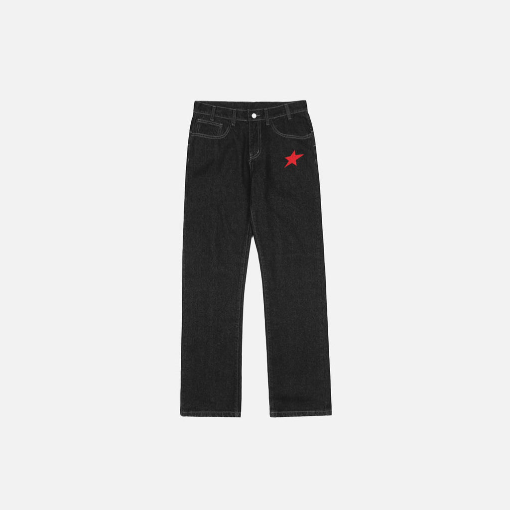 Black Baggy Star Denim Jeans