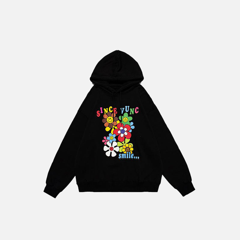 Smiley Sunflowers Retro Hoodie