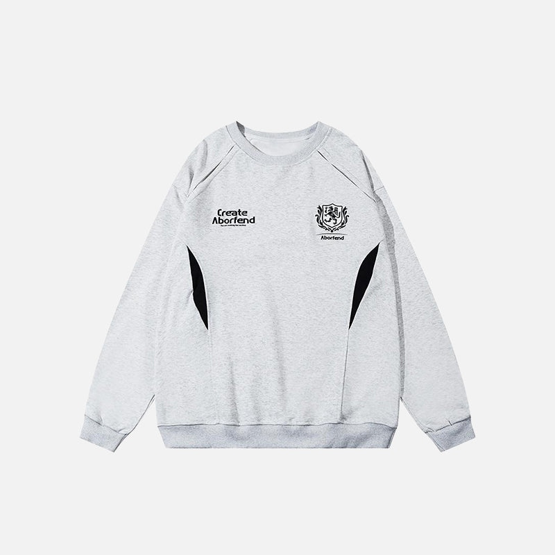 Oversized Color Block Patchwork Sweatshirt