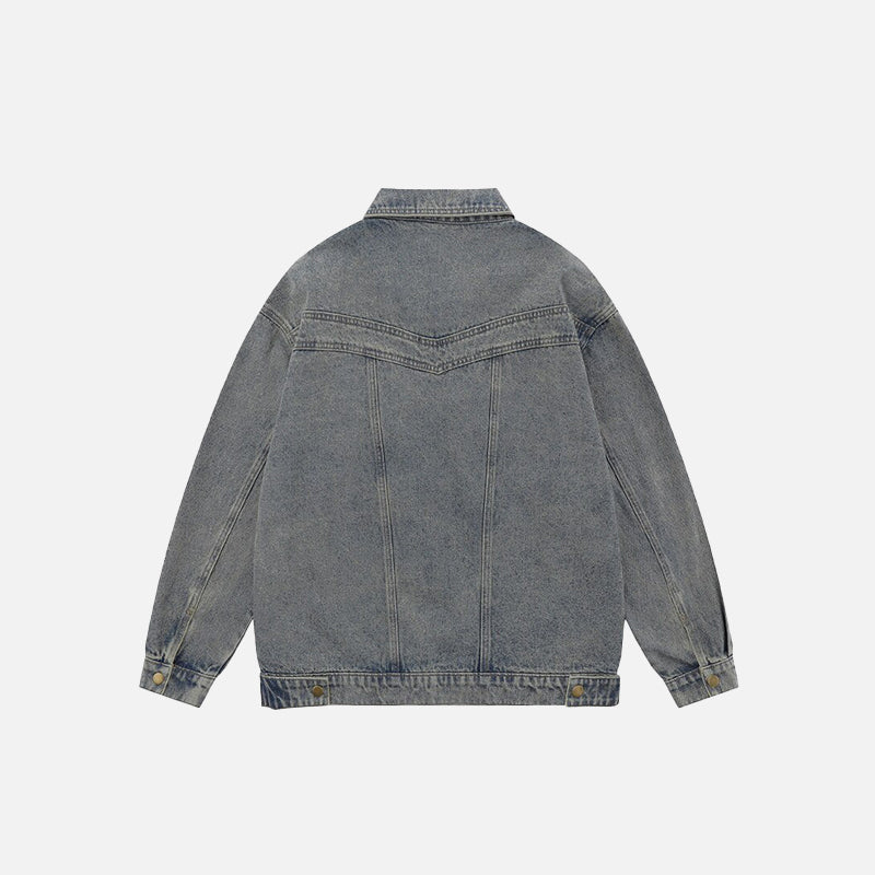 Oversized Washed Solid Denim Jacket