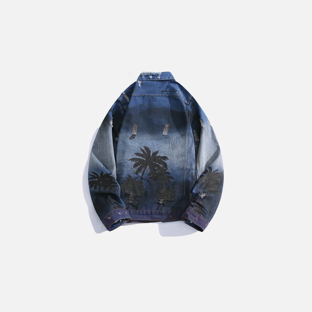 Coconut Tree Gradient Denim Jacket