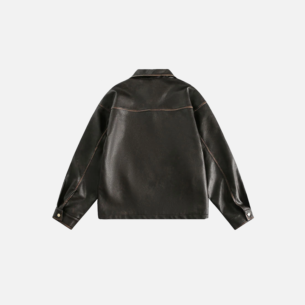 Handsome Distressed Patchwork Leather Jacket