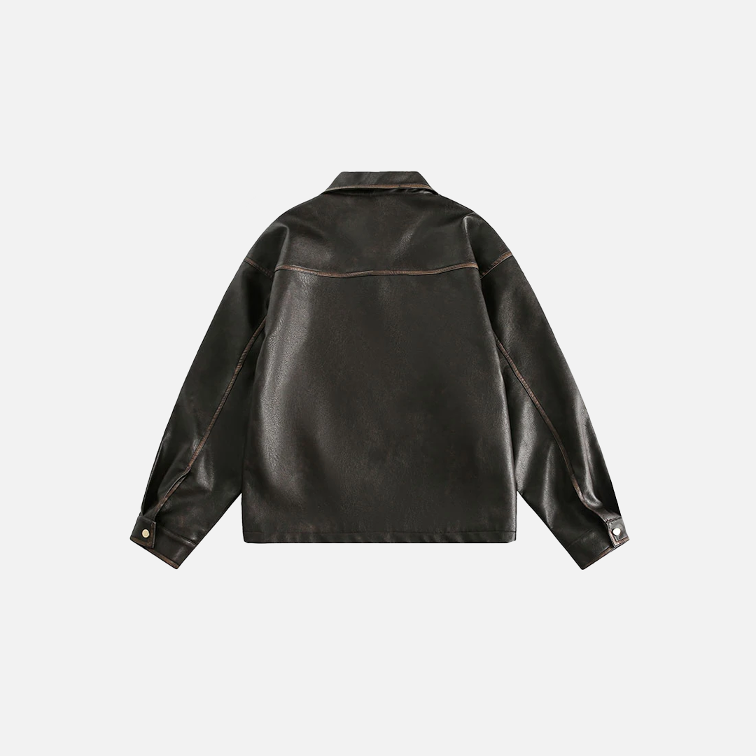 Handsome Distressed Patchwork Leather Jacket