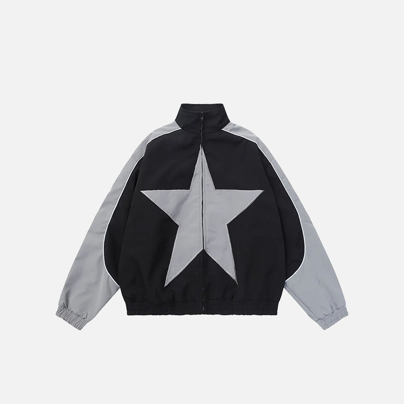 Vintage Star Print Windbreaker Jacket
