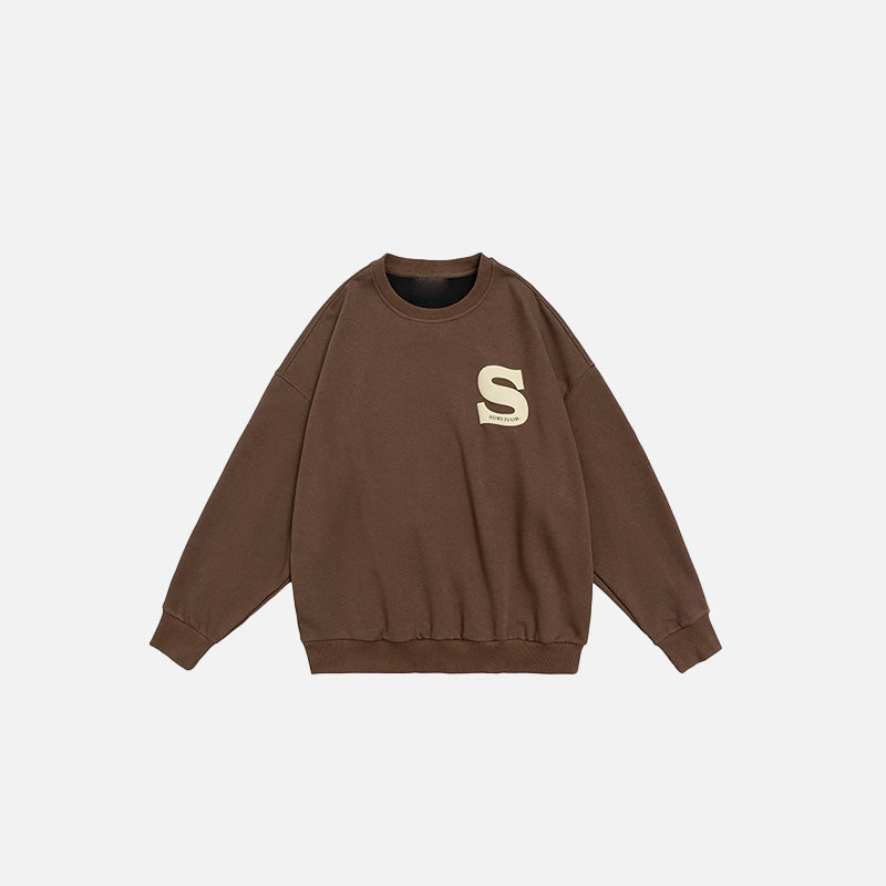 Front view of the camel S Foaming Print Sweatshirt in a gray background