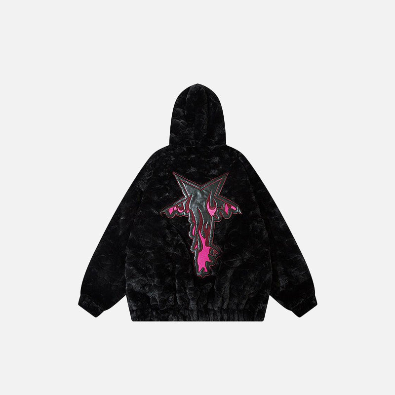 Fuzzy Embroidery Black Jacket