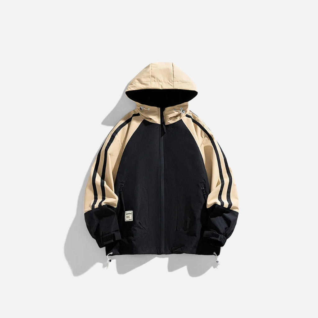 Front view of the black Trailblazer Windbreaker Jacket in a gray background