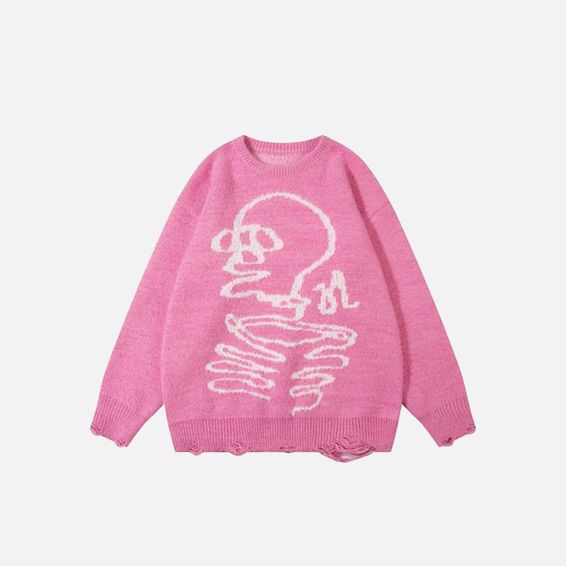 Knitted Skull Holes Sweater
