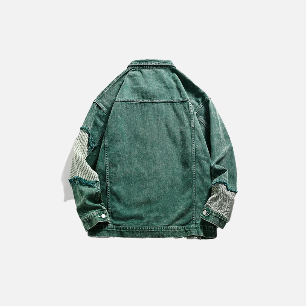 Green Patchwork Denim Jacket