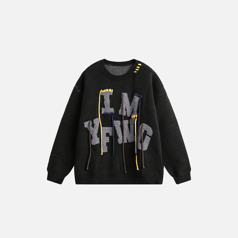 Stitched Ropes Embroidery Sweater