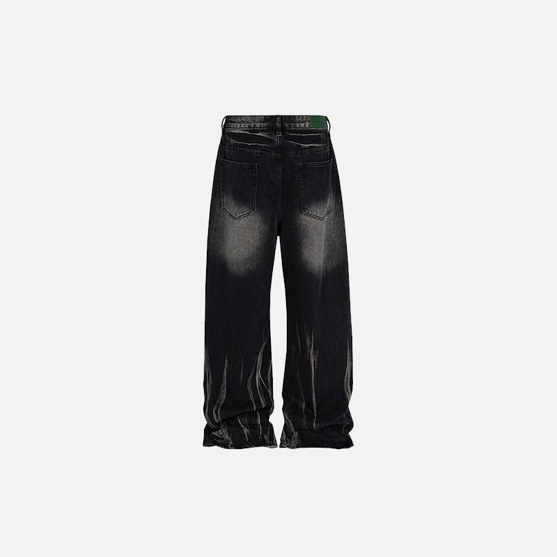 Laser Texture Straight Denim Pants