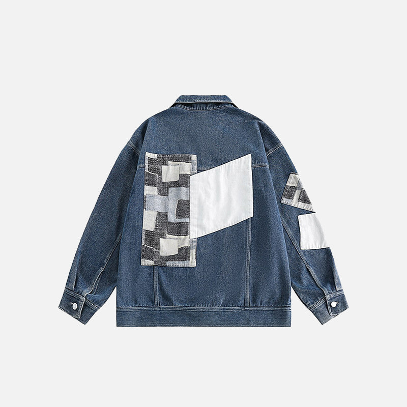 Color Block Patches Denim Jacket