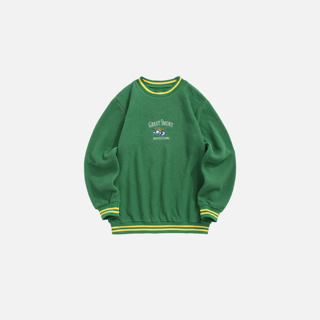 Mountain Sun Embroidered Fluffy Sweatshirt