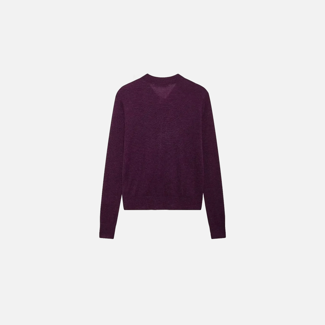 Purple Knitted Lace-Up Cardigans with Bowknot