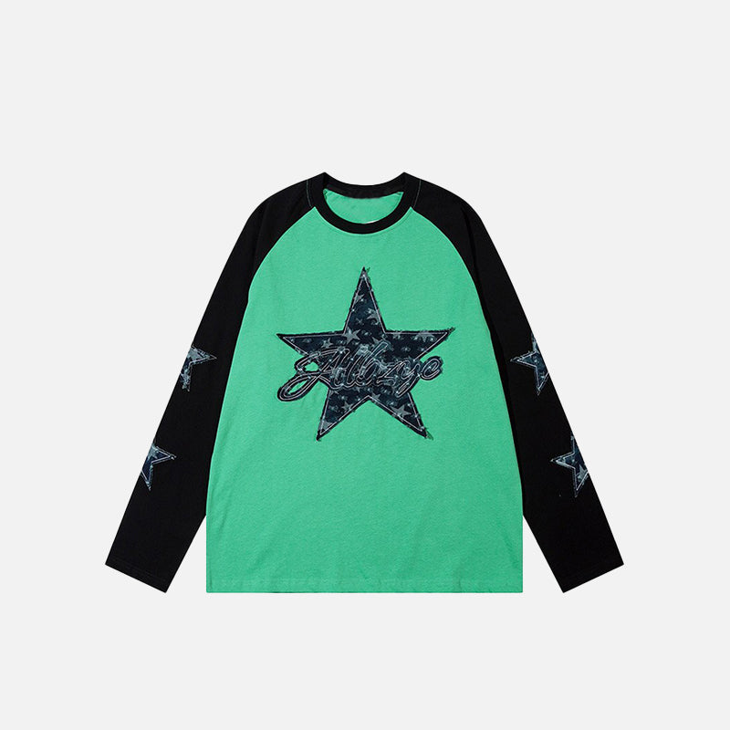 Denim Star Patchwork Sweatshirt