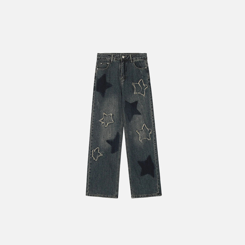 Star Embroidery Loose Jeans