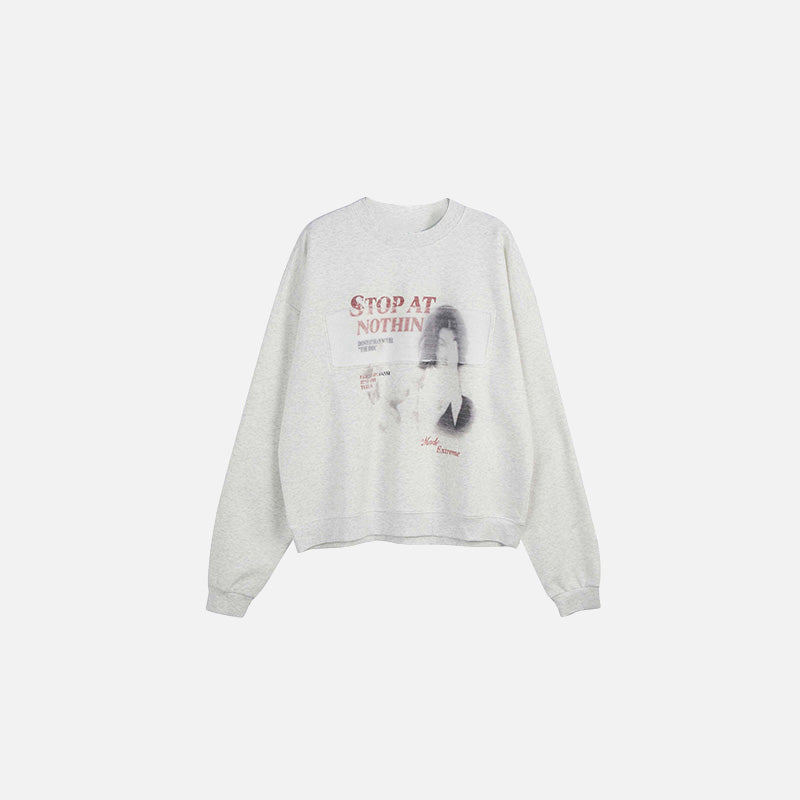 Front view of the gray Relentless Vision Sweatshirt in a gray background