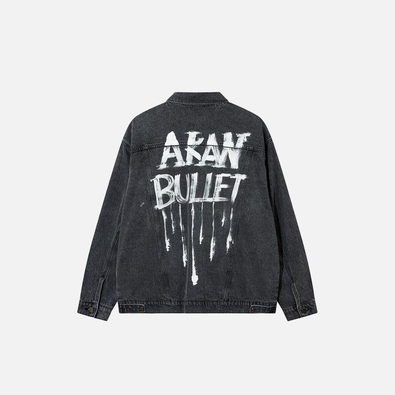 "Bullet" Letter print Washed Jacket