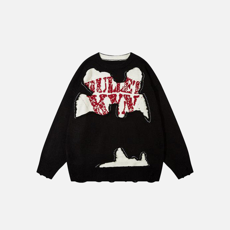 Letter Ripped Loose Sweater