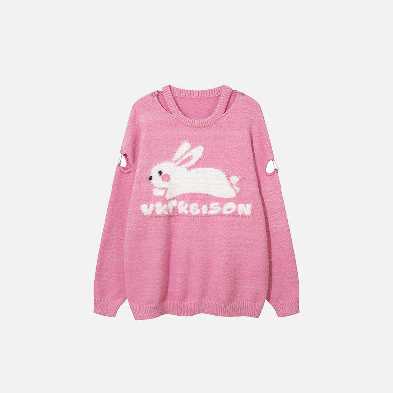 Rabbit Graphic Fuzzy Sweater