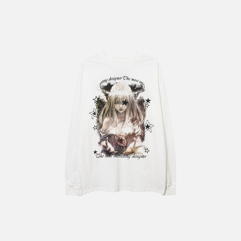 Angel Girl Graphic Print Sweatshirt