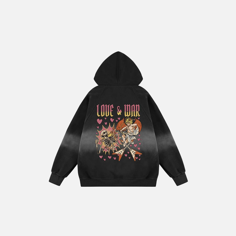 Back view of the black Battle Of The Hearts Hoodie in a gray background