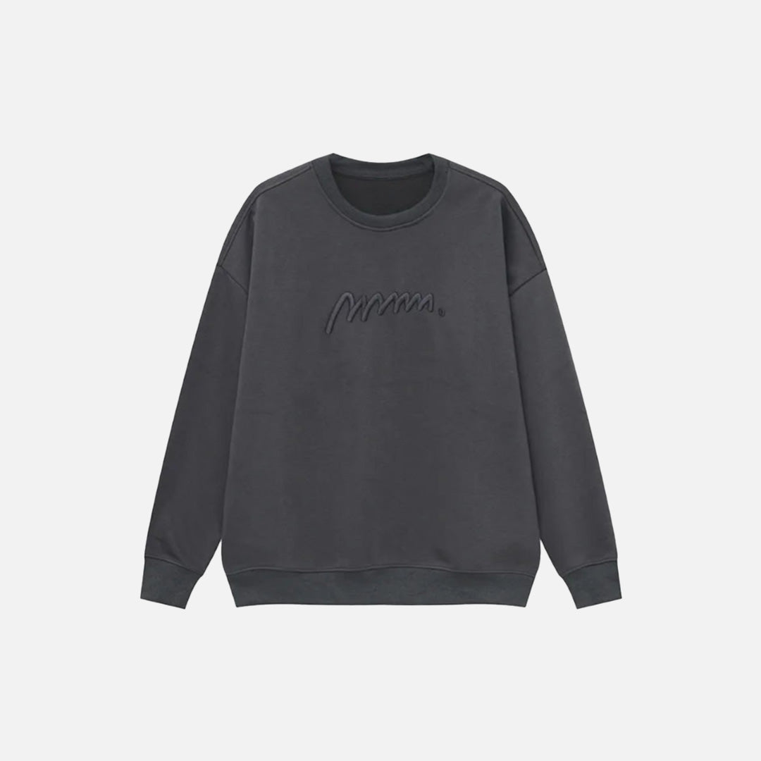 Front view of the dark gray Modern Classic Sweatshirt in a gray background