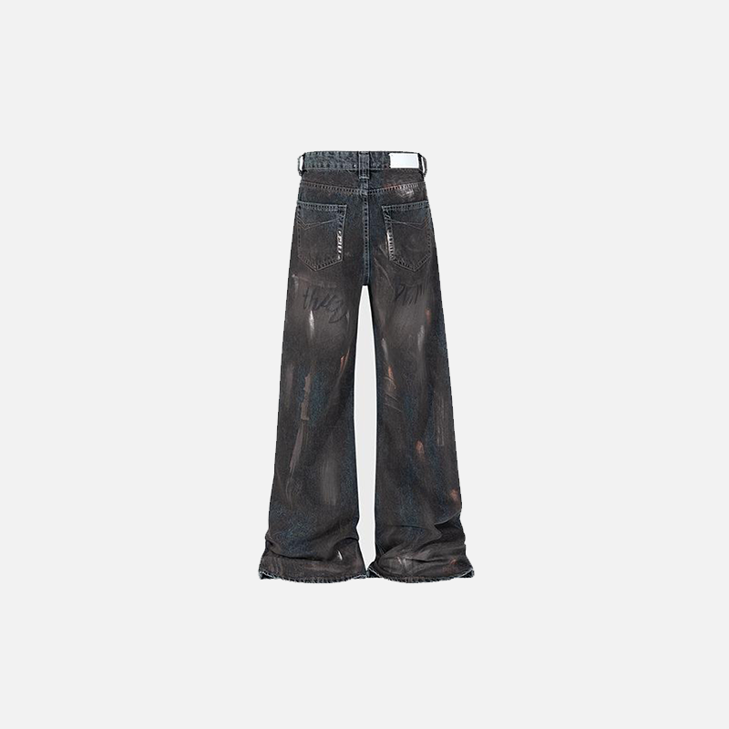 Loose Faded Mud Dye Jeans