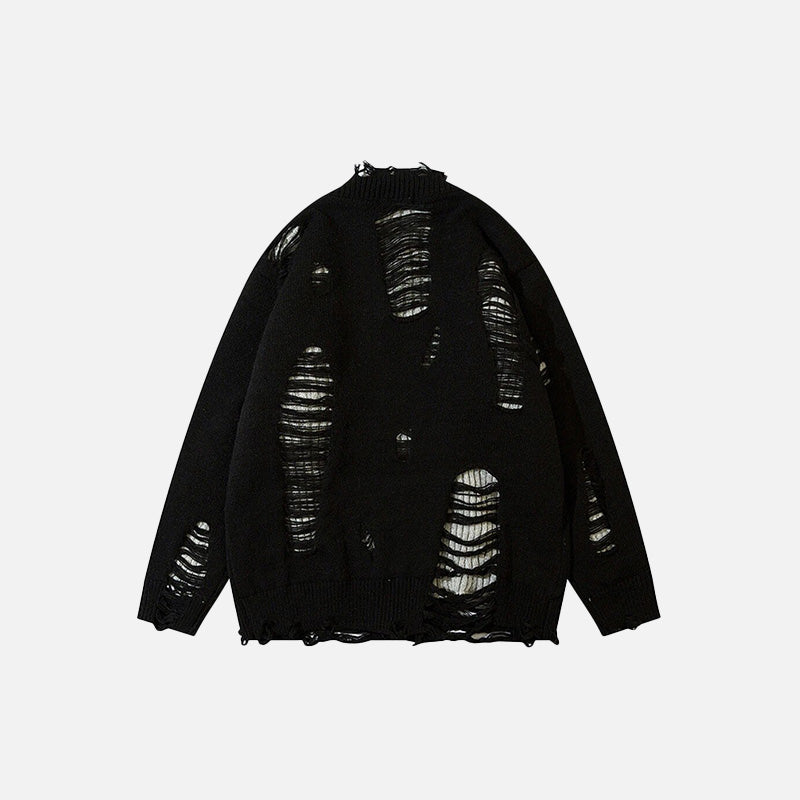 Y2K Ripped V-neck Knitted Cardigan