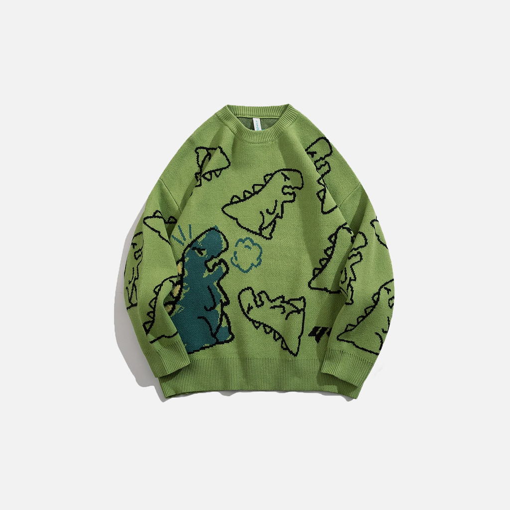 Retro Dinosaur Cartoon Knit Sweater