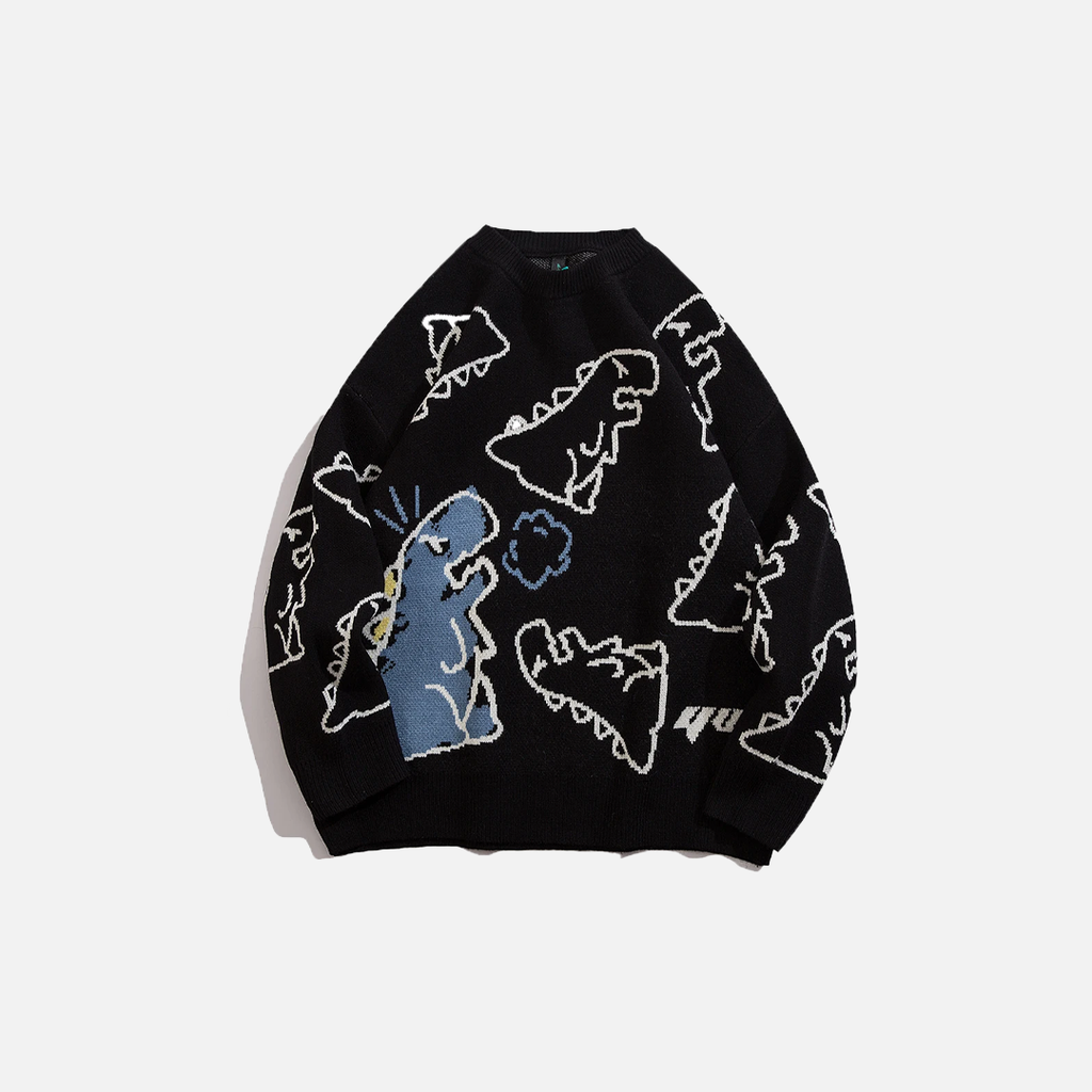 Retro Dinosaur Cartoon Knit Sweater