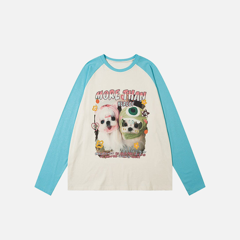Oversized Dogs Picture Long Sleeve Sweatshirts