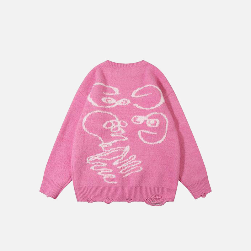 Knitted Skull Holes Sweater