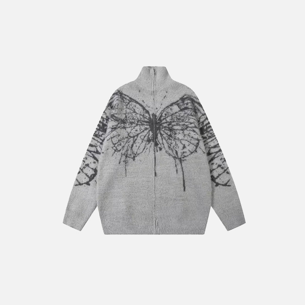 Splattered Butterfly High Collar Sweater
