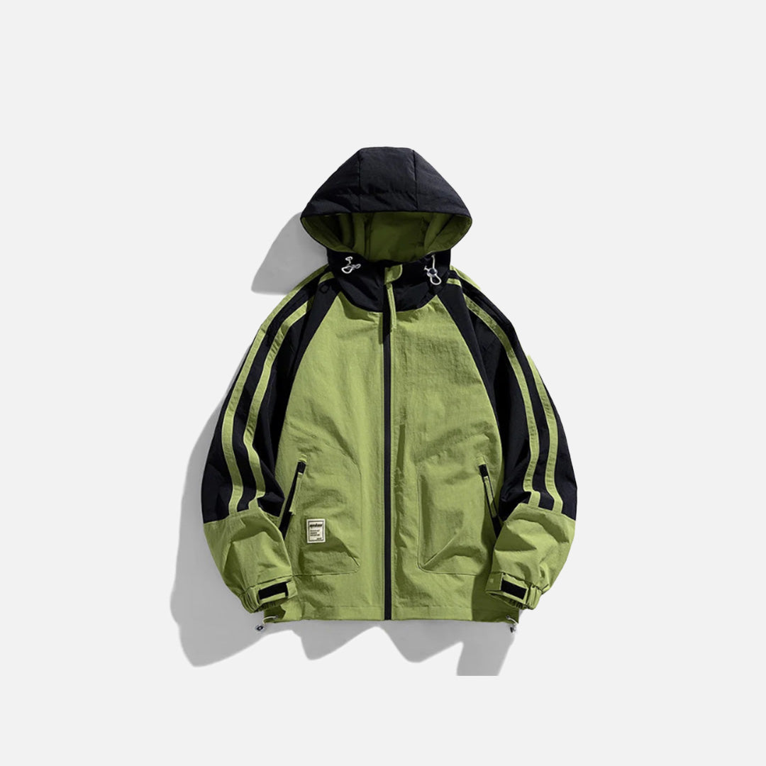 Front view of the green Trailblazer Windbreaker Jacket in a gray background