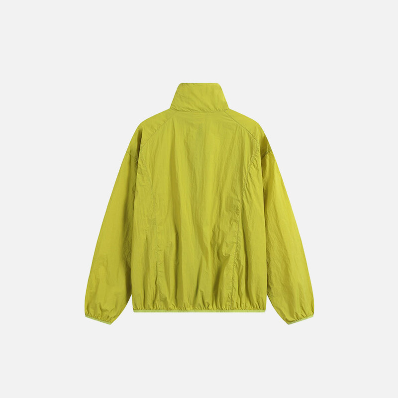 Solid Stand Collar Windbreaker Jacket