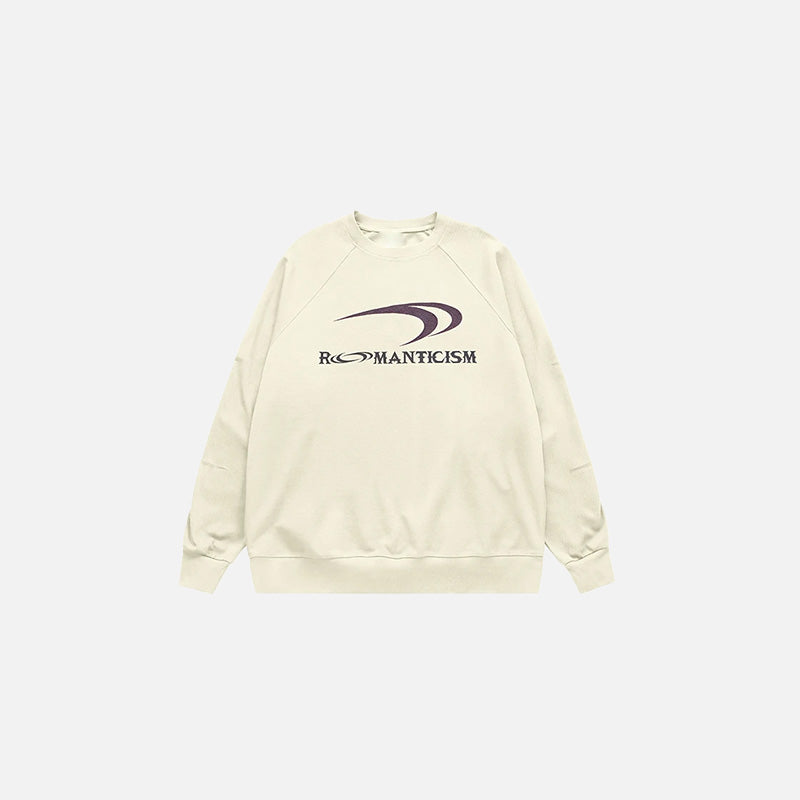 Front view of the apricot Modern Romanticism Sweatshirt in a gray background